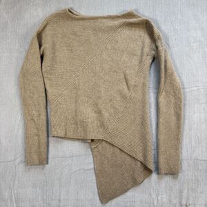 Brochu Walker Asymmetrical Thandee Sweater Wool Cashmere Blend Taupe Size Medium